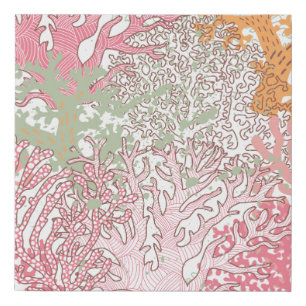 Bright underwater seamless pattern with beautiful faux canvas print