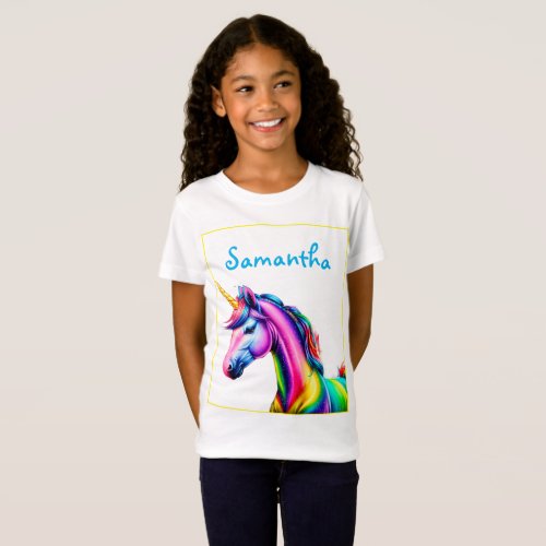 Bright Unicorn Cute Magical Fantasy Rainbow    T_Shirt
