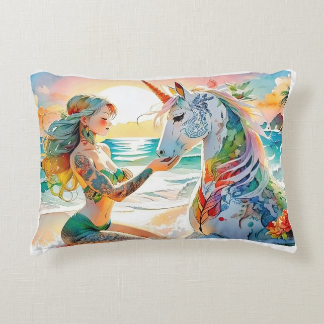 Bright Unicorn Design Pillow (Front)
