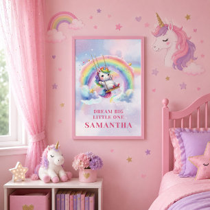 Bright Unicorn Magical Pastel Framed Poster Art Canvas Print