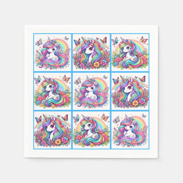 Bright Unicorn Party Napkins (Front)