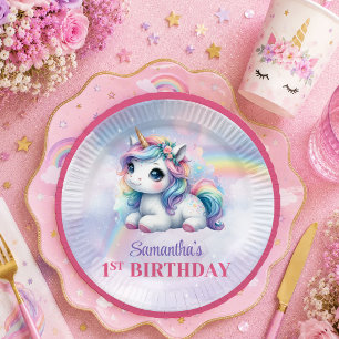Bright Unicorn Pastel Magical Girl Birthday Plates
