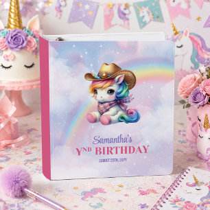 Bright Unicorn Pink Purple Girl Birthday Binder