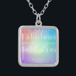 🌌 Bright Universe Positive Words Custom Name      Silver Plated Necklace<br><div class="desc">This stylish universe design has a bright color palette of orange,  blue,  and purple. Trendy positive words Bold,  Creative and Fabulous are written in modern typography. Customized your name with the elegant script. Makes for a great meaningful gift and motivational words to improve your day!</div>