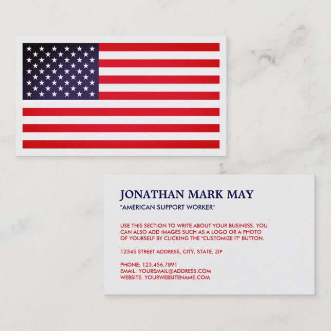 Bright USA Flag, American Business Card (Front/Back)