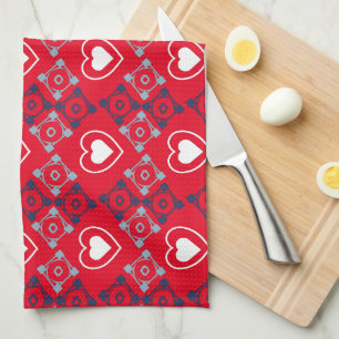 Bright Valentines Hearts Pattern Red      Kitchen Towel