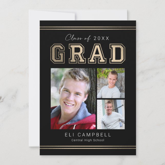 Bright Varsity Graduation Announcement Invitation (Front)