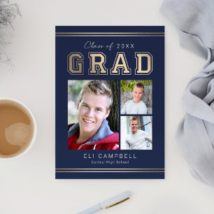 Bright Varsity Graduation Announcement Invitation