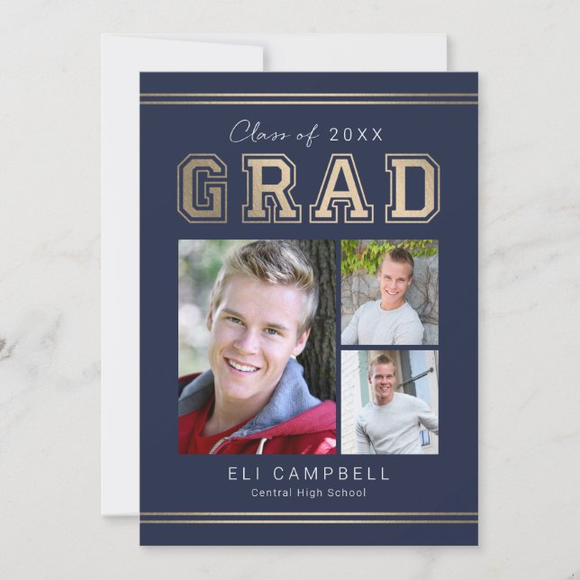 Bright Varsity Graduation Announcement Invitation (Front)