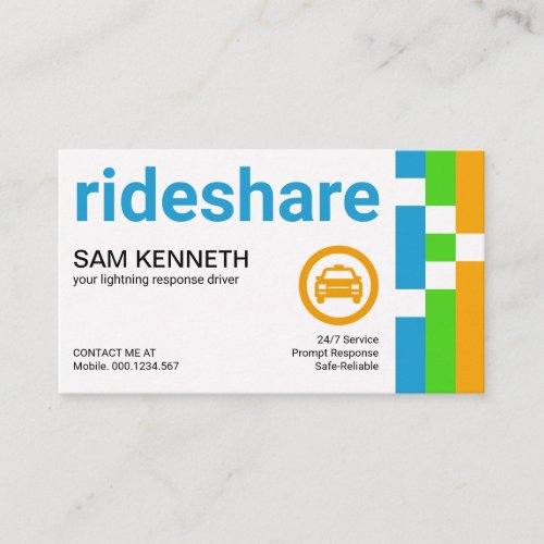 Bright Vertical Stripes Big Letters Ride Share Business Card
