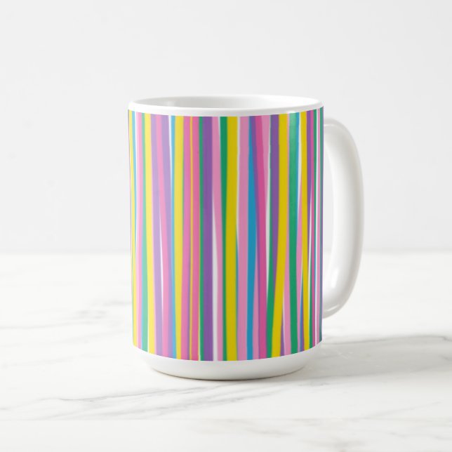 Bright Vertical Summer Stripes Coffee Mug (Front Right)