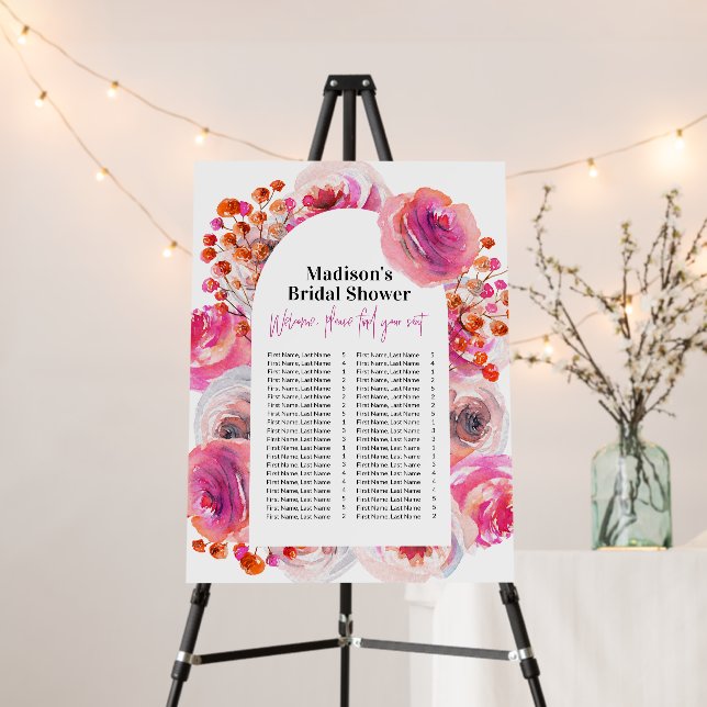 Bright Vibrant Blooms Bridal Shower Seating Sign  (In Situ (Stand))
