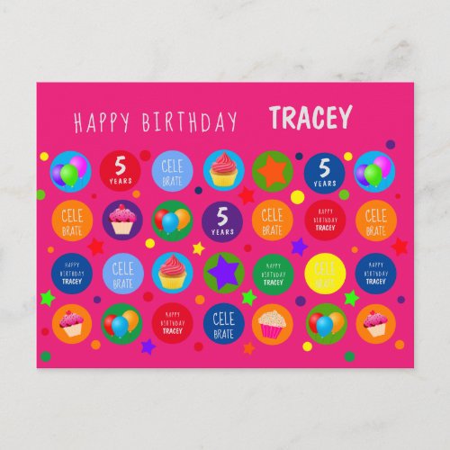 BrightVibrant  Colorful _ Any Age Happy Birthday Postcard