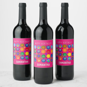 Bright,Vibrant & Colorful - Any Age Happy Birthday Wine Label