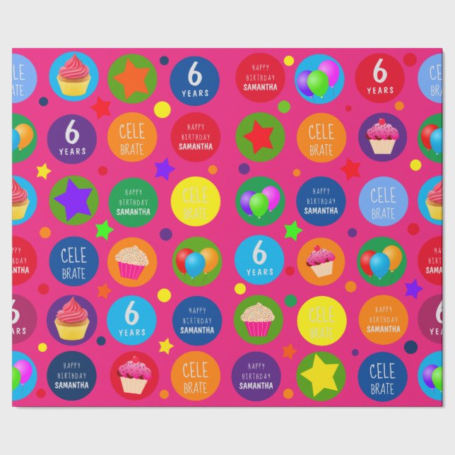 Bright,Vibrant & Colorful - Any Age Happy Birthday Wrapping Paper (Seam)