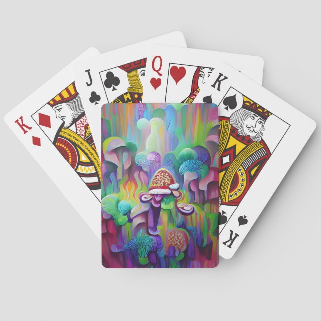 Bright Vibrant Colorful Psychedelic Pattern Poker Cards (Back)