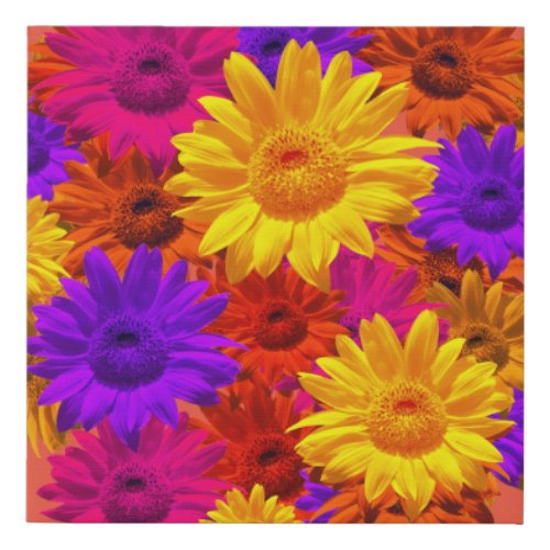 Bright Vibrant  Colorful Sunflower Girly Hippie Faux Canvas Print