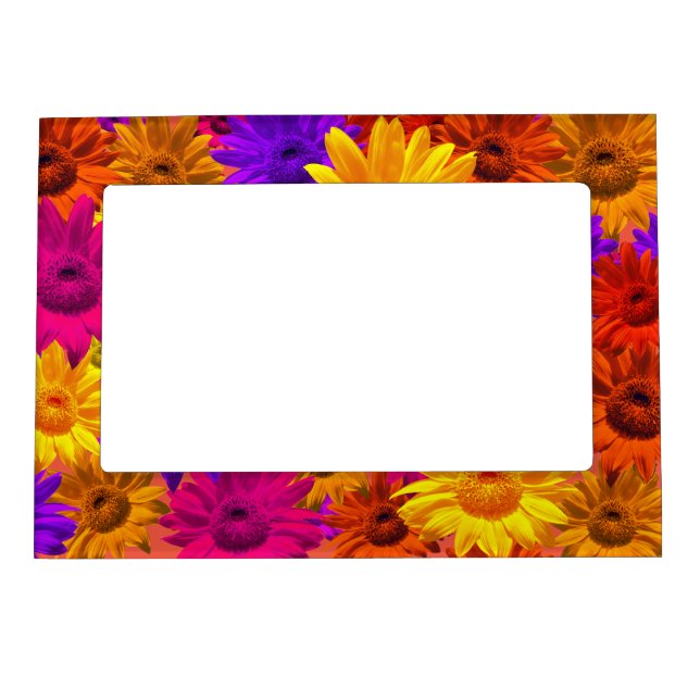 Bright Vibrant & Colorful Sunflower Girly Hippie Magnetic Frame (Front)