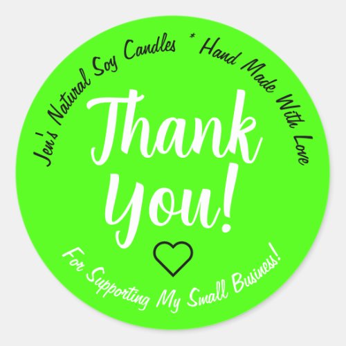 Bright Vibrant Green Neon Thank You Product Labels