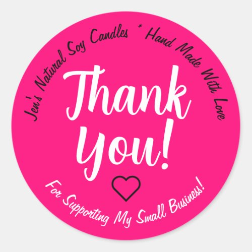 Bright Vibrant Pink Neon Thank You Product Labels