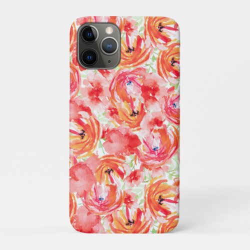 Bright vibrant watercolor flower pattern iPhone 11 pro case