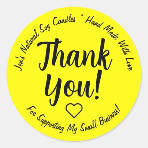 Bright Vibrant Yellow Neon Thank You Product Label