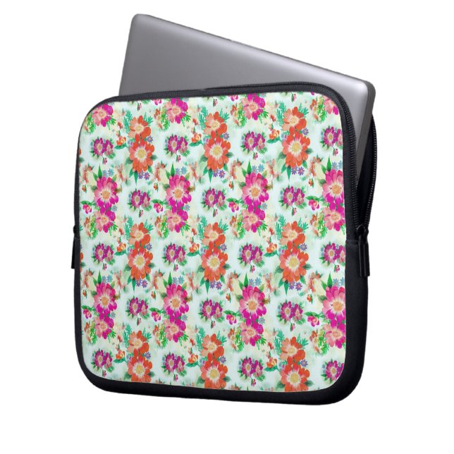 Bright Vintage Floral Pattern Laptop Sleeve (Front Left)