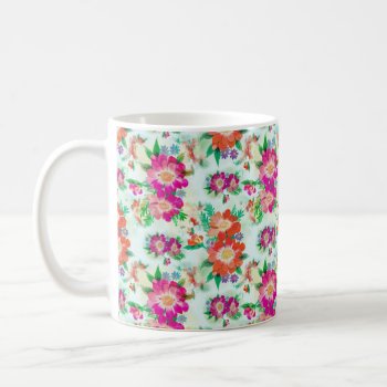 Bright Vintage Floral Pink And Red Flowers Coffee Mug by MissMatching at Zazzle