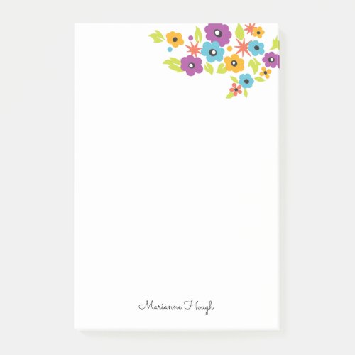 Bright Vintage Flowers Personal Stationery Post_it Notes