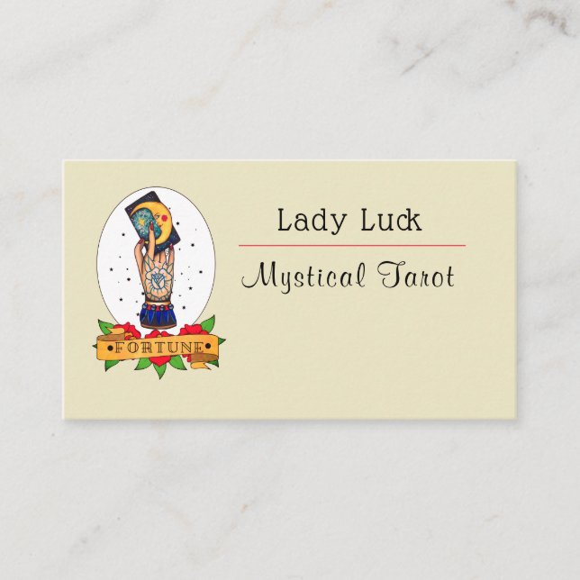 Bright Vintage Tarot Tattoo Business Card (Front)