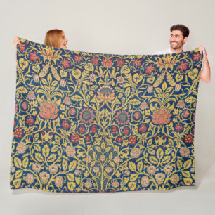 Bright Violet and Columbine (by William Morris) Fleece Blanket