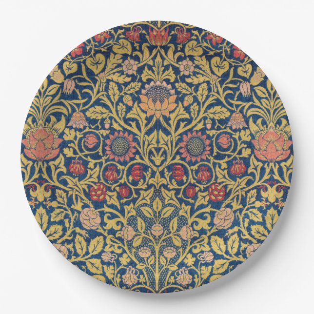 Bright Violet and Columbine (by William Morris) Paper Plates (Front)