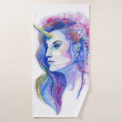 Bright Violet Magic Unicorn Fantasy Illustration Bath Towel