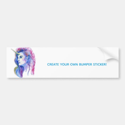 Bright Violet Magic Unicorn Fantasy Illustration Bumper Sticker