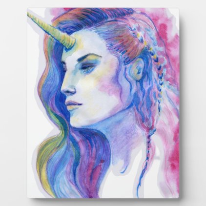 Bright Violet Magic Unicorn Fantasy Illustration Plaque