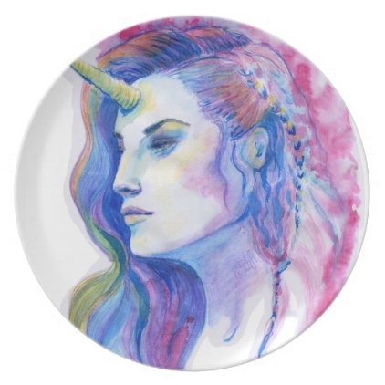 Bright Violet Magic Unicorn Fantasy Illustration Plate