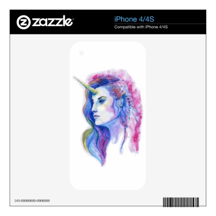 Bright Violet Magic Unicorn Fantasy Illustration Skin For The iPhone 4S