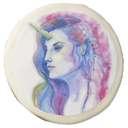 Bright Violet Magic Unicorn Fantasy Illustration Sugar Cookie