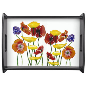 Bright, vivid and colorful poppies  serving tray