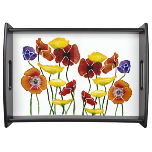 Bright vivid and colorful poppies  serving tray