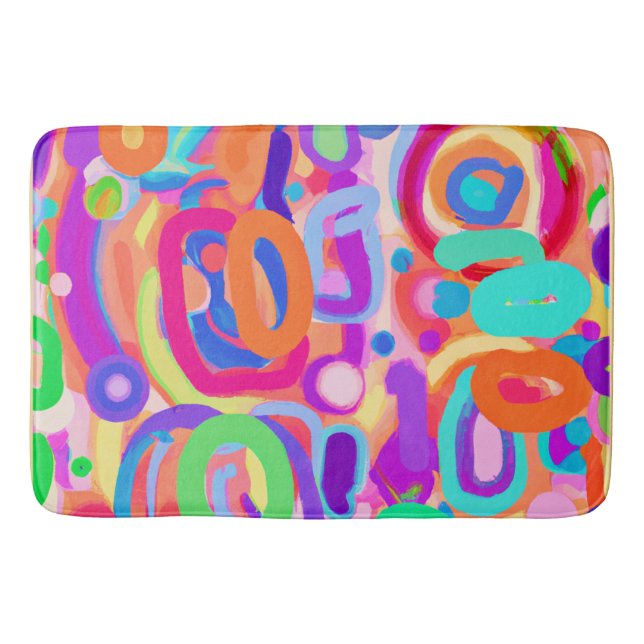 Bright Vivid Colors Pattern Bath Mat (Front)