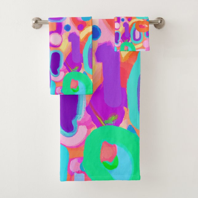 Bright Vivid Colors Pattern Bath Towel Set (Insitu)