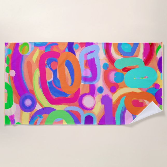 Bright Vivid Colors Pattern Beach Towel (Front)