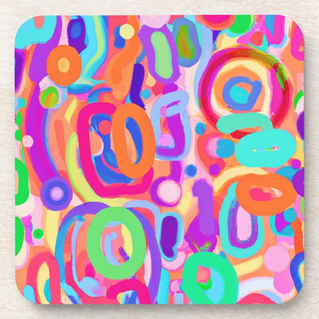 Bright Vivid Colors Pattern Beverage Coaster (Front)