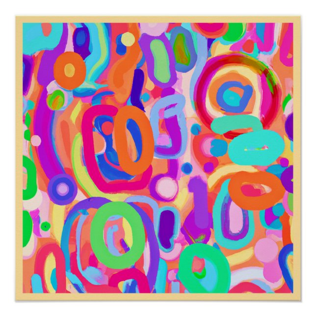 Bright Vivid Colors Pattern Poster (Front)