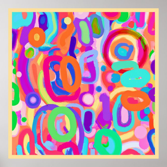Bright Vivid Colors Pattern Poster (Front)