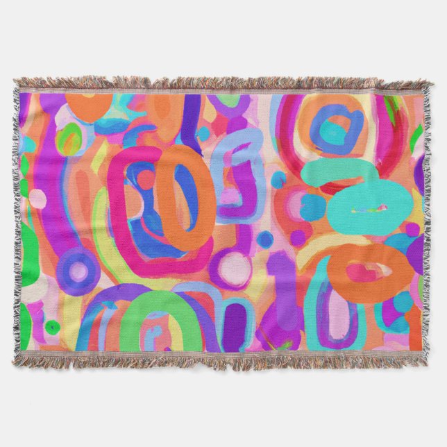 Bright Vivid Colors Pattern Throw Blanket (Front)