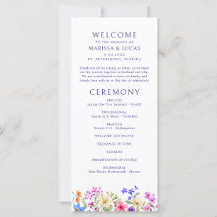 Bright Vivid Colors Wildflower Wedding Program
