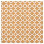 Bright Vivid Orange White Ikat Quatrefoil Pattern Fabric