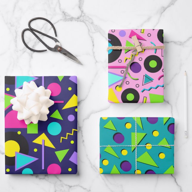 Bright, Vivid Shapes Wrapping Paper Sheets (Front)